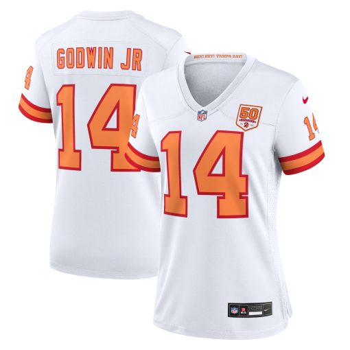 Chris Godwin Jr. ’76 Tampa Bay Buccaneers Nike Women’s 50th Season Game Jersey – White