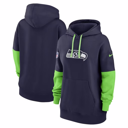 Seattle Seahawks Nike Women’s 2024 Sideline Essential Fleece Pullover Hoodie – College Navy