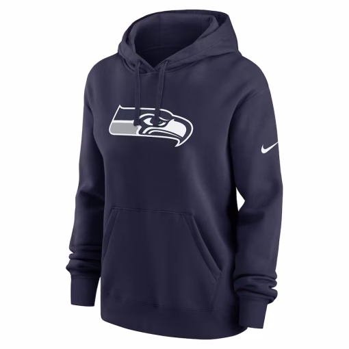 Seattle Seahawks Nike Women’s Club Fleece Pullover Hoodie – College Navy - Image 2