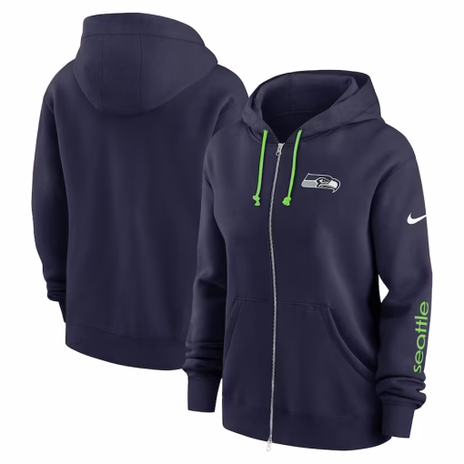 Seattle Seahawks Nike Women’s Phoenix Hoodie Full-Zip Sweatshirt – College Navy
