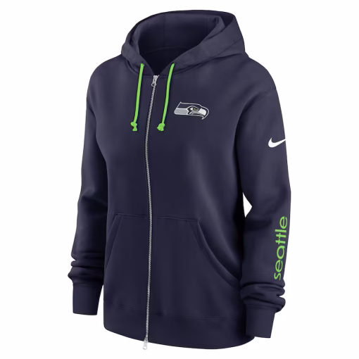Seattle Seahawks Nike Women’s Phoenix Hoodie Full-Zip Sweatshirt – College Navy - Image 2
