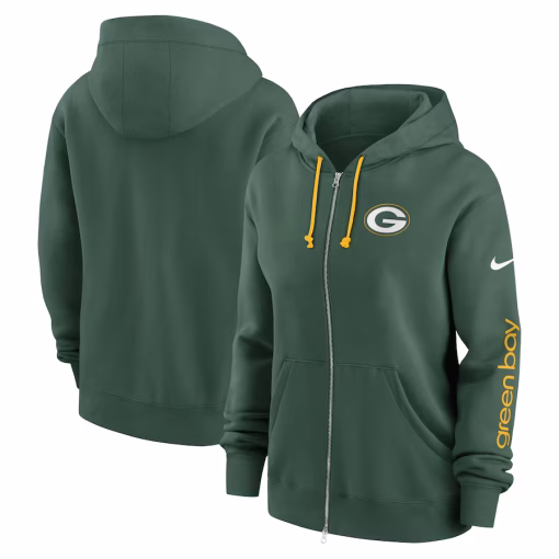 Women’s Green Bay Packers Nike Green Phoenix Hoodie Full-Zip Sweatshirt