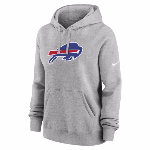 Buffalo Bills Nike Women’s Club Fleece Pullover Hoodie – Heather Gray - Image 2