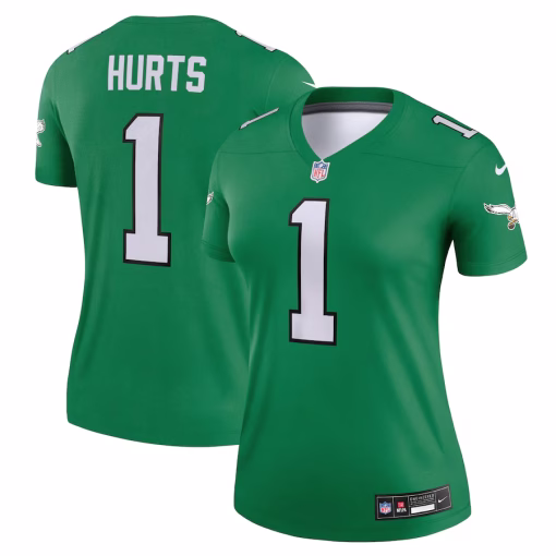 Women’s Philadelphia Eagles Jalen Hurts Nike Kelly Green Alternate Legend Player Performance Top