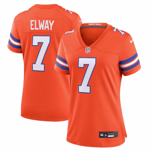 John Elway Denver Broncos Nike Women’s Mile High Collection 1977 Throwback Player Game Jersey – Orange