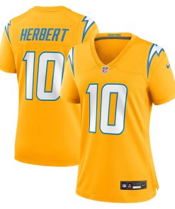 Justin Herbert Los Angeles Chargers Nike Women’s Alternate Charger Power Game Jersey – Gold