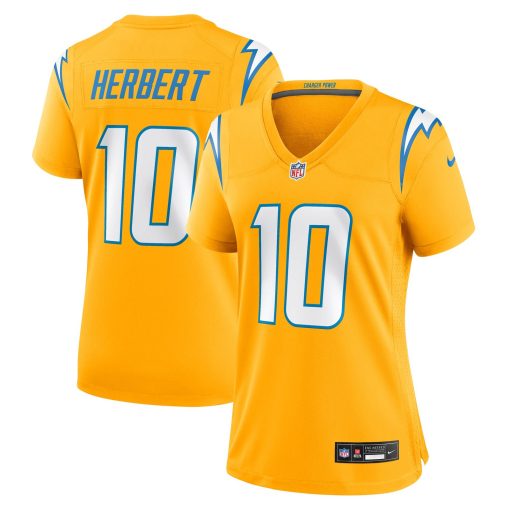 Justin Herbert Los Angeles Chargers Nike Women’s Alternate Charger Power Game Jersey – Gold