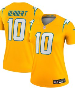 Justin Herbert Los Angeles Chargers Nike Women’s Alternate Charger Power Legend Player Performance Top – Gold