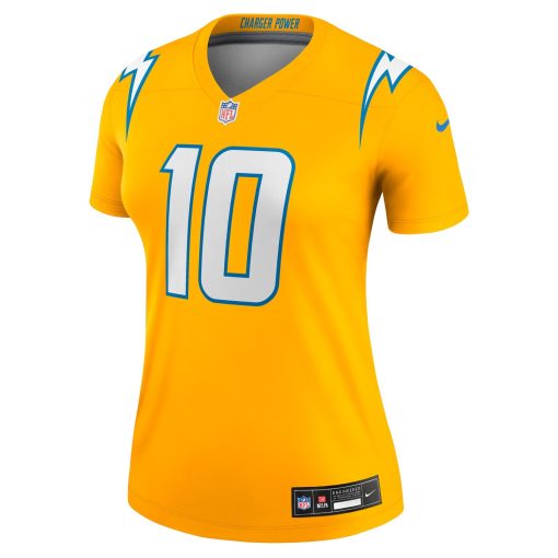 Justin Herbert Los Angeles Chargers Nike Women’s Alternate Charger Power Legend Player Performance Top – Gold - Image 2