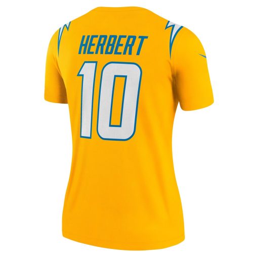 Justin Herbert Los Angeles Chargers Nike Women’s Alternate Charger Power Legend Player Performance Top – Gold - Image 3