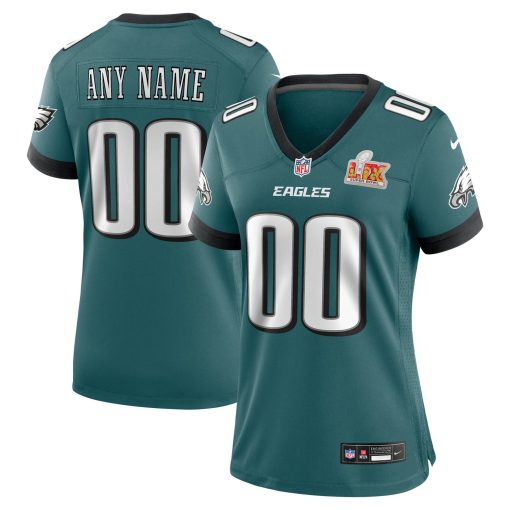 Philadelphia Eagles Nike Women’s Super Bowl LIX Custom Game Jersey – Midnight Green