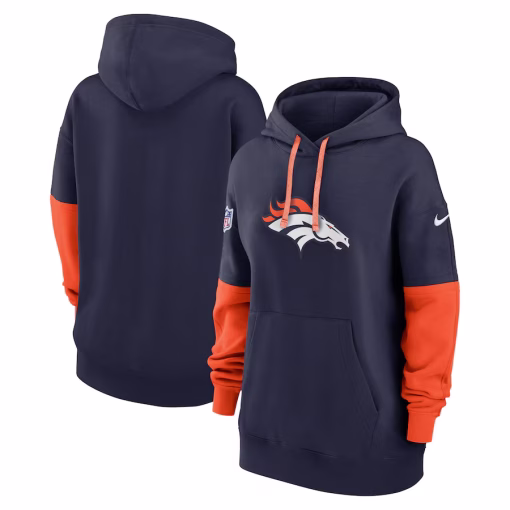 Denver Broncos Nike Women’s 2024 Sideline Essential Fleece Pullover Hoodie – Navy