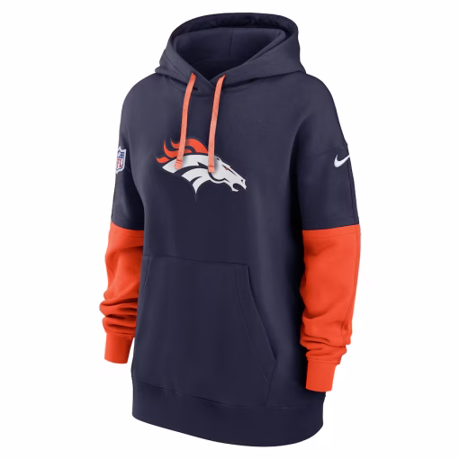 Denver Broncos Nike Women’s 2024 Sideline Essential Fleece Pullover Hoodie – Navy - Image 2