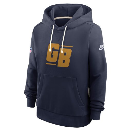 Green Bay Packers Nike Women’s The 1923 Classic Sideline Dri-FIT Pullover Hoodie – Navy - Image 3