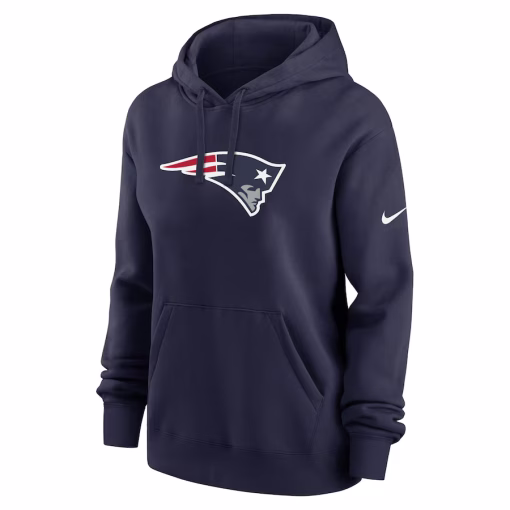 New England Patriots Nike Women’s Club Fleece Pullover Hoodie – Navy - Image 2