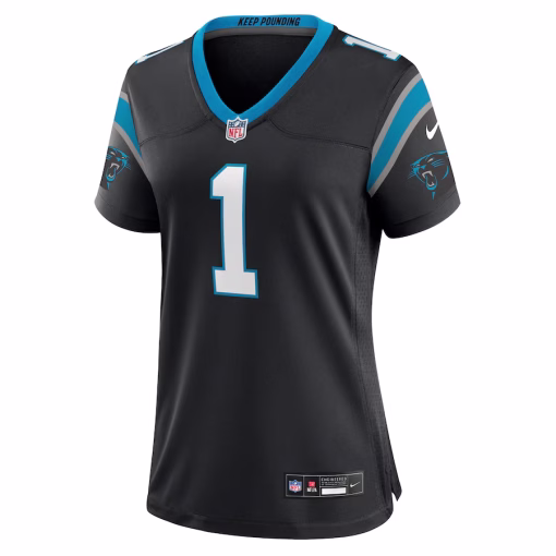Number 1 Mom Carolina Panthers Nike Women’s Game Jersey – Black - Image 2