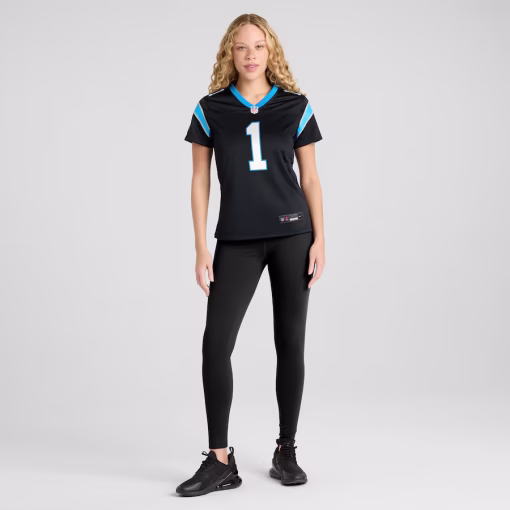 Number 1 Mom Carolina Panthers Nike Women’s Game Jersey – Black - Image 4