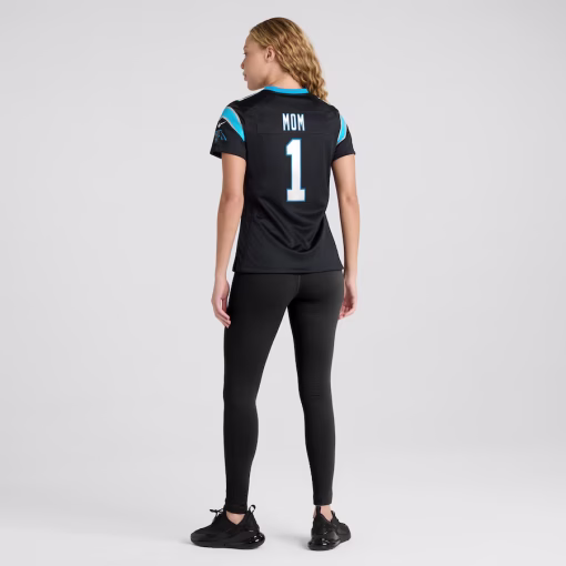 Number 1 Mom Carolina Panthers Nike Women’s Game Jersey – Black - Image 5