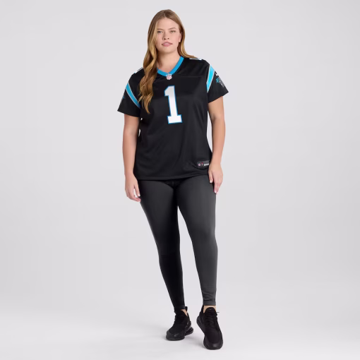 Number 1 Mom Carolina Panthers Nike Women’s Game Jersey – Black - Image 6