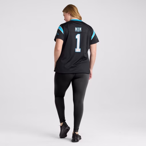 Number 1 Mom Carolina Panthers Nike Women’s Game Jersey – Black - Image 7