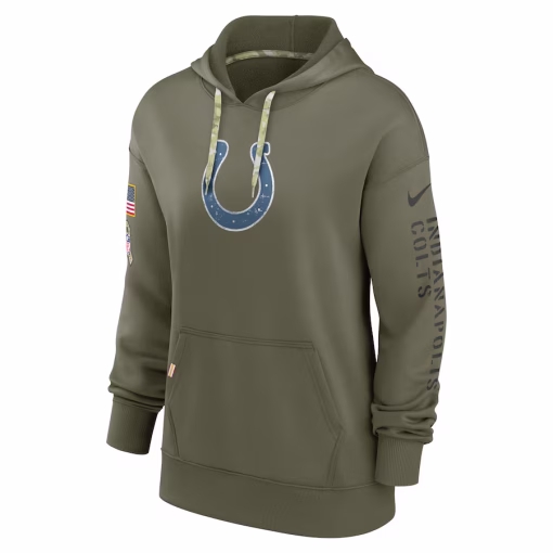 Indianapolis Colts Nike Women’s Salute To Service Performance Pullover Hoodie – Olive - Image 3