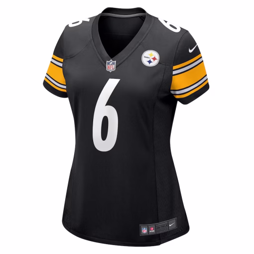 Women’s Pittsburgh Steelers Patrick Queen Nike Black Game Player Jersey - Image 2