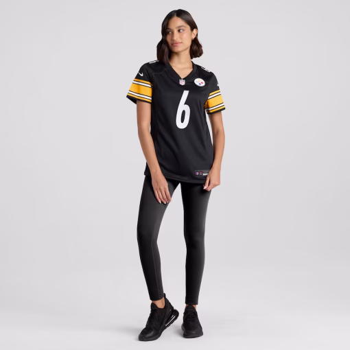 Women’s Pittsburgh Steelers Patrick Queen Nike Black Game Player Jersey - Image 4