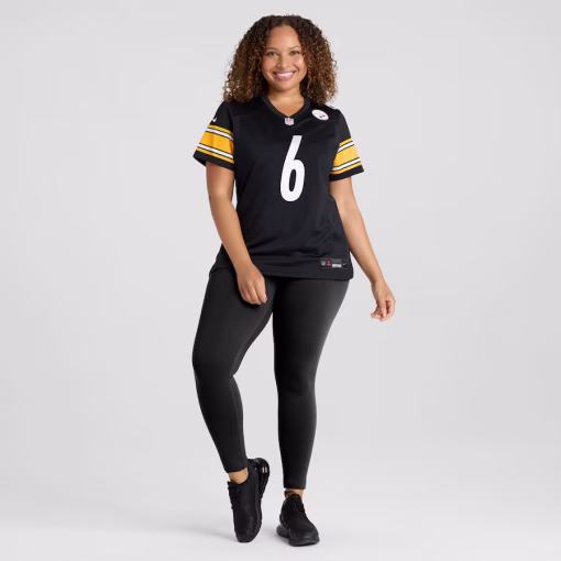 Women’s Pittsburgh Steelers Patrick Queen Nike Black Game Player Jersey - Image 6