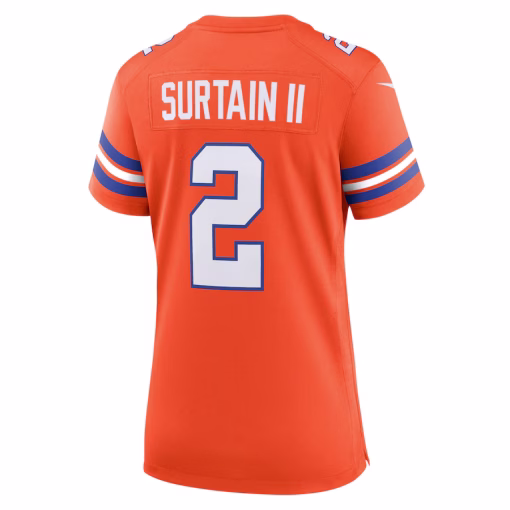 Patrick Surtain II Denver Broncos Nike Women’s Mile High Collection 1977 Throwback Player Game Jersey – Orange - Image 2