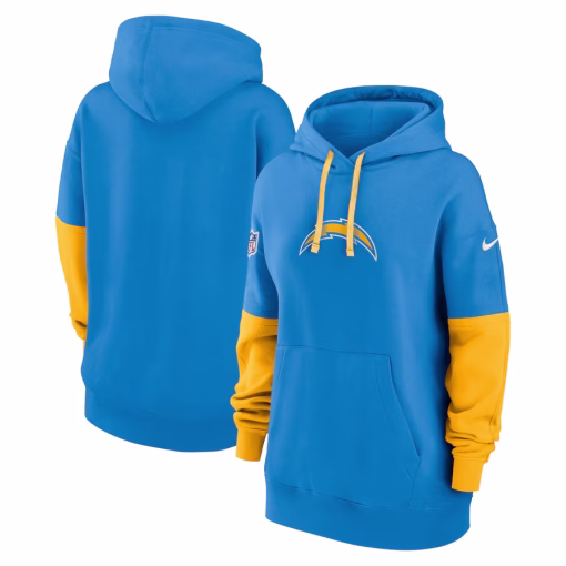 Los Angeles Chargers Nike Women’s 2024 Sideline Essential Fleece Pullover Hoodie – Powder Blue