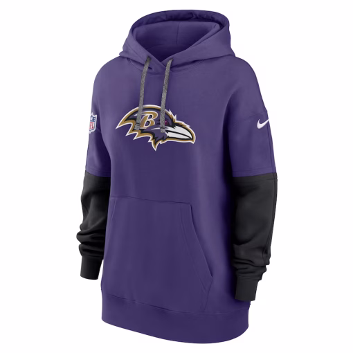 Baltimore Ravens Nike Women’s 2024 Sideline Essential Fleece Pullover Hoodie – Purple - Image 2