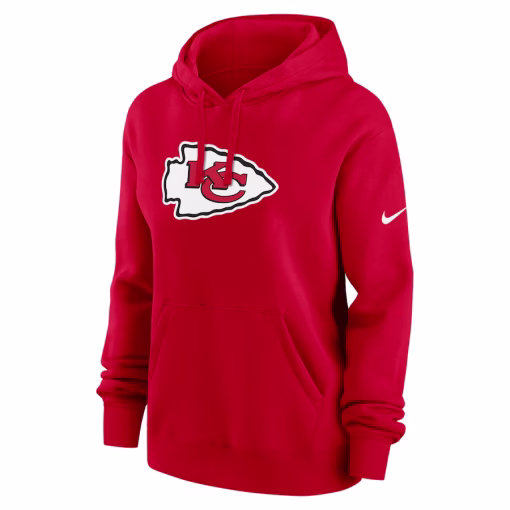 Women’s Kansas City Chiefs Nike Red Club Fleece Pullover Hoodie - Image 2