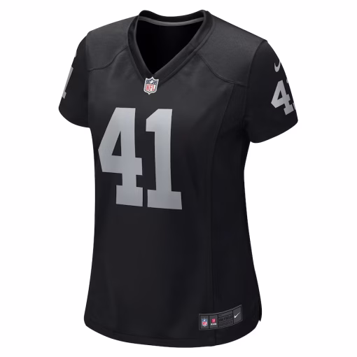 Robert Spillane Las Vegas Raiders Nike Women’s Game Player Jersey – Black - Image 2