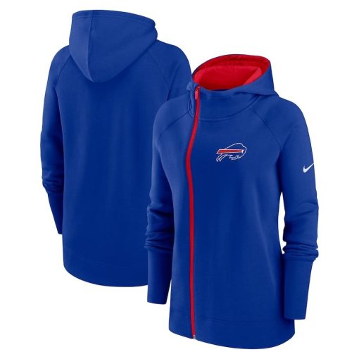 Buffalo Bills Nike Women’s Asymmetrical Raglan Full-Zip Hoodie – Royal