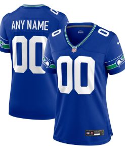 Seattle Seahawks Nike Women’s Throwback Custom Jersey – Royal