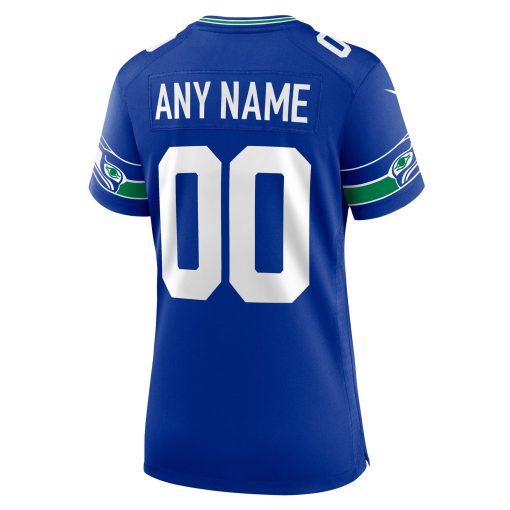 Seattle Seahawks Nike Women’s Throwback Custom Jersey – Royal - Image 3