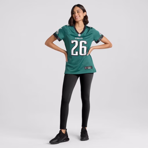 Women’s Philadelphia Eagles Saquon Barkley Nike Midnight Green Game Player Jersey - Image 4