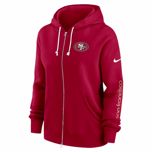San Francisco 49ers Nike Women’s Phoenix Hoodie Full-Zip Sweatshirt – Scarlet - Image 2