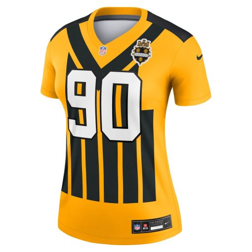 T.J. Watt Pittsburgh Steelers Nike Women’s Alternate 1933 Throwback Legend Player Performance Top – Gold - Image 2