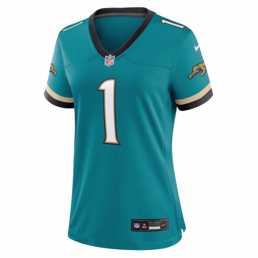 Travis Etienne Jr Jacksonville Jaguars Nike Women’s Prowler Throwback Game Jersey – Teal - Image 2