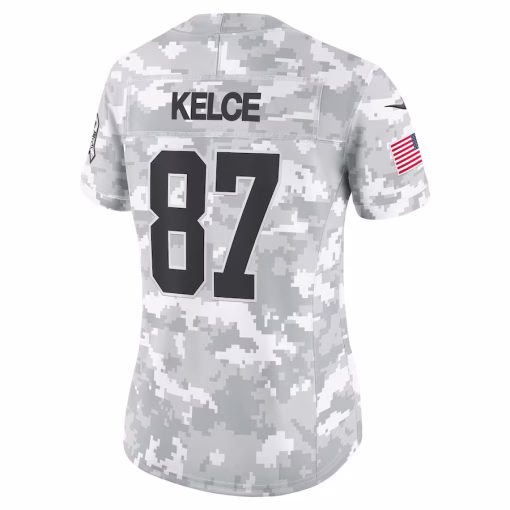 Women’s Kansas City Chiefs Travis Kelce Nike Arctic Camo 2024 Salute to Service Limited Jersey - Image 3