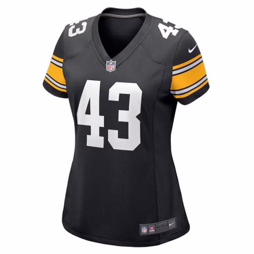 Women’s Pittsburgh Steelers Troy Polamalu Nike Black Retired Player Jersey - Image 2