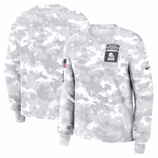 Cleveland Browns Nike Women’s 2024 Salute To Service Long Sleeve T-Shirt – White