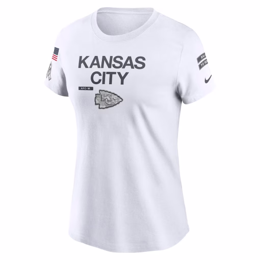 Women’s Kansas City Chiefs Nike White 2024 Salute To Service Legend Performance T-Shirt - Image 2