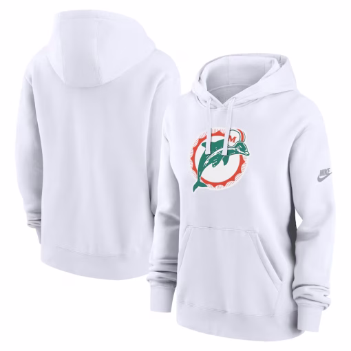 Miami Dolphins Nike Women’s Club Fleece Pullover Hoodie – White