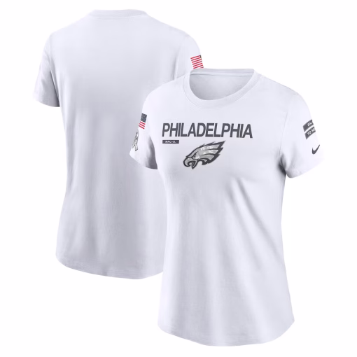 Women’s Philadelphia Eagles Nike White 2024 Salute To Service Legend Performance T-Shirt