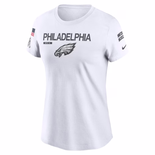 Women’s Philadelphia Eagles Nike White 2024 Salute To Service Legend Performance T-Shirt - Image 2