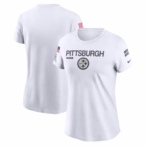 Women’s Pittsburgh Steelers Nike White 2024 Salute To Service Legend Performance T-Shirt