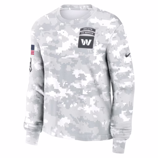 Washington Commanders Nike Women’s 2024 Salute To Service Long Sleeve T-Shirt – White - Image 3
