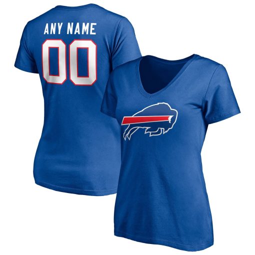 Buffalo Bills Women’s Team Authentic Personalized Name & Number V-Neck T-Shirt – Royal